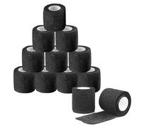 yotutun Tattoo Grip Tape, 12 Pezzi Coperture per Macchinette Tatuaggi Benda Elastica Coesiva Bendaggio Autoadesivo Rotolo Flessibile Fascia Nastro Bendaggio Sportivo (5cmx4.5m) (Nero)