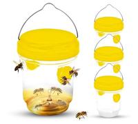 yotutun Trappola per Vespe, Acchiappa Mosche Cattura Vive Anti Api da Esterno Calabroni Cage Trappola Calabroni Catcher per insetti per Patio, Cortile, Giardi (4 Pezzi-Giallo)