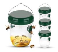 yotutun Trappola per vespe per esterni, repellente per vespe, cacciare vespe, trappole vive, da appendere, contro vespe, calabroni, zanzare, moscerini, moscerini, mosche della frutta (4 pezzi verde)
