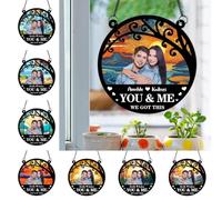 You and Me We Got This Couple Suncatcher - Acchiappasole rotondo con nome fotografico personalizzato per finestra, parete, auto, specchietto retrovisore in acrilico, decorazione da appendere, regalo