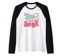 You Are Enough Retro 70s Daisy Affermazione positiva Maglia con Maniche Raglan