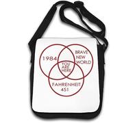 You are Here in The Middle of 1984 Brave New World Fahrenheit 451 Borsa a tracolla Bianco