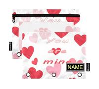 You are Mine - Raccoglitore per San Valentino con finestra trasparente, astuccio in tessuto personalizzato con cerniera, occhielli rinforzati, 3 anelli, astuccio per scuola e ufficio, multicolore, 2