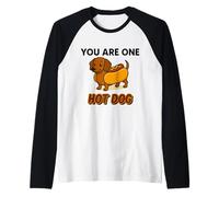 You Are One Hot Dog - Divertente Bassotto in Stile Cartone Maglia con Maniche Raglan