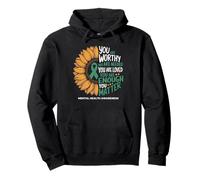 You Are Worthy Needed Loved Sunflower Green Ribbon Salute Felpa con Cappuccio
