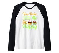 You Bake Me So Happy Torta Panificazione Dolci Natale Maglia con Maniche Raglan