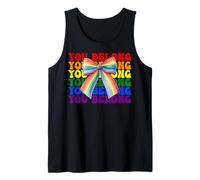 You Belong, bandiera del gay pride, LGBTQ ragazza, arcobaleno, coquette con fiocco Canotta