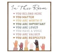 You Belong Here Canvas Art Diversity Posters Boho Classroom Wall Art(Framed,08x12inch(20x30cm))