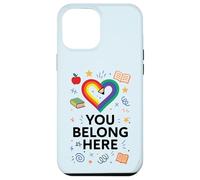 You Belong Here Rainbow Pencil Heart Pride Teacher LGBTQ+ Custodia per iPhone 12 Pro Max