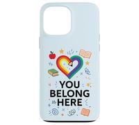 You Belong Here Rainbow Pencil Heart Pride Teacher LGBTQ+ Custodia per iPhone 13 Pro Max