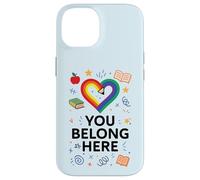 You Belong Here Rainbow Pencil Heart Pride Teacher LGBTQ+ Custodia per iPhone 14
