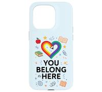 You Belong Here Rainbow Pencil Heart Pride Teacher LGBTQ+ Custodia per iPhone 15 Pro