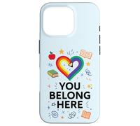 You Belong Here Rainbow Pencil Heart Pride Teacher LGBTQ+ Custodia per iPhone 16 Pro
