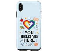 You Belong Here Rainbow Pencil Heart Pride Teacher LGBTQ+ Custodia per iPhone XS Max
