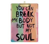 You Can Break My Body But Not Mu Soul, portablocco A4 per bambini, foro standard per studenti infermieristici, dimensioni 22,5 x 30,5 cm