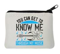You can get to know me through my music slogan Neoprene Coin Purse Pouch 10x11cm Bianco, bianco, Taglia unica