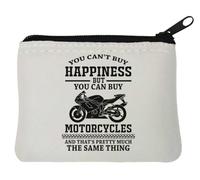 You Can't Buy Happiness But You Can Buy Motorcycles and That's The Same Thing - Portamonete in neoprene, 10 x 11 cm, colore: Bianco