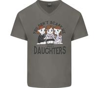 You Can'T Scare Me I Have Figlie Festa Del Papà Uomo Scollo A V Cotone T-Shirt