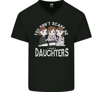 You Can'T Scare Me I Have Figlie Mamma Giorno Uomo Scollo A V Cotone T-Shirt