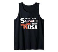 You Cant Spell Sausage Without USA 4th of July American Flag Canotta