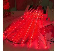 YOU GLOW GIRL Luce esterna della pioggia di meteore, 8-tubo 11,8 pollici 288 LED luce solare, utilizzata per la decorazione all'aperto dell'albero della casa di Natale e Halloween (rosso)