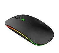 YOU GLOW GIRL Mouse senza fili LED, 2.4G USB portatile mouse ottico senza fili del computer, mouse ricaricabile senza fili per il computer portatile/desktop/tablet (nero)