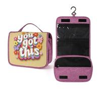 You Got This - Beauty case da viaggio da donna, con motivo floreale in stile retrò, organizer da appendere con gancio per shampoo
