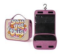 You Got This - Beauty case da viaggio da donna, stile retrò anni '70, organizer da appendere con gancio per shampoo