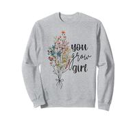 You Grow Girl Flowers, top con slogan femminista in stile retrò Felpa