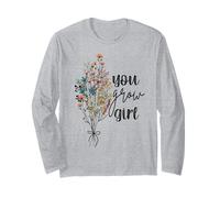You Grow Girl Flowers, top con slogan femminista in stile retrò Maglia a Manica