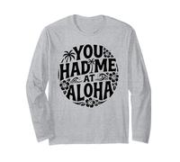 You Had Me At Aloha Hawaiian Beach Grafica Hibiscus Wave Maglia a Manica