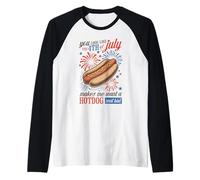 You Look Like the 4th of Luglio Hotdog Divertente Patriotic Retro Maglia con Maniche Raglan
