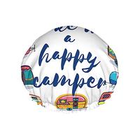 You Make Me A Happy Camper Cuffia da a,Cartoon Cars Citazione Design Cuffie da Bagno Impermeabili a Doppio Strato Perfette per Tutte Le Lunghezze E Gli Spessori Dei Capelli