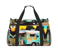 You Make Me - Borsone da viaggio in tela con stampa di camper, borsa da viaggio da donna, nero, Taglia unica