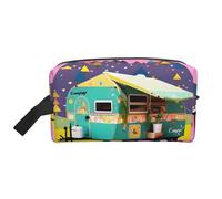 You Make Me Happy, beauty case da viaggio da uomo, con stampa di rimorchio di camper, borsa da viaggio spaziosa per cosmetici da donna, bianco, Taglia unica