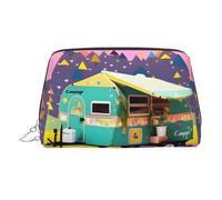 You Make Me Happy, beauty case portatile con stampa di rimorchio per camper, custodia da viaggio compatta con scomparti interni organizzati per uso quotidiano, Argento, One Size