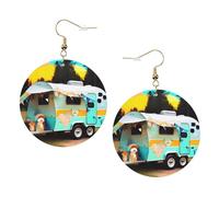 You Make Me Happy Camper Orecchini in pelle alla moda da donna pendenti 1 paio di orecchini leggeri stampati piercing gioielli regali per donne ragazze