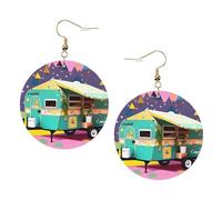 You Make Me Happy Camper Trailer Orecchini in pelle alla moda per donne pendenti 1 paio di orecchini leggeri stampati piercing gioielli regali per donne ragazze