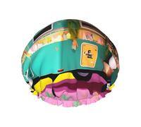 You Make Me Happy - Cuffia da bagno riutilizzabile, con stampa di trailer di camper, copertura per capelli lunghi e spessi, copricapo da 26,9 cm