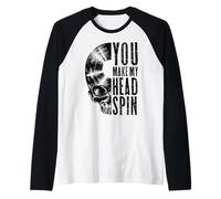 You Make My Head Spin, Teschio Gotico da Collezione di Dischi Vintage Maglia con Maniche Raglan