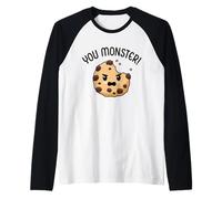 You Monster! Cookie Eater Carino Kawaii Biscotti Love Dolci Maglia con Maniche Raglan