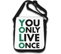 You Only Live Once Borsa a tracolla Verde e Nero Bianco