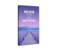 You Will Be Unstoppable Wall Art Believe in Yourself Inspirational Quote Motivational Print for Modern Home Decor Bedroom Living Room(Framed,16X24inch(40X60cm))