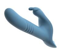 You2Toys - Vibratore a spinta con coniglietto, indossabile a cinghie, 3 pezzi, con telecomando (blu)