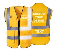 YouBaiVS Gilet Sicurezza Personalizzabile con Logo, Gilet Riflettente Alta Visibilità Class 2 con Cerniera e Tasche per Lavoro Uomo Donna Giallo scuro