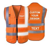 YouBaiVS Gilet Sicurezza Personalizzabile con Logo, Gilet Riflettente Alta Visibilità Class 2 con Cerniera e Tasche per Lavoro Uomo Donna Arancione