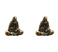 Youbones 2 statuette retrò in ottone Buddha Mini Statua Bodhidharma da scrivania, decorazione artistica, regali in miniatura