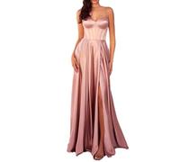 YOUCAI Abito Lungo da Donna Elegante con Spacco Linea ad A Vestito da Cocktail da Sera Spaghetti Abito da Sposa Vestiti da Damigella,Pink,M
