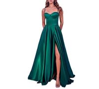 YOUCAI Abito Lungo da Donna Elegante con Spacco Linea ad A Vestito da Cocktail da Sera Spaghetti Abito da Sposa Vestiti da Damigella,Verde,S