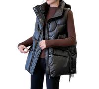 YOUCAI Gilet da Donna con Cerniera Trapuntata Gilet Imbottito Invernale Cappotto Elegante Caldo Trapuntato Giubbino Senza Maniche,Nero,XL